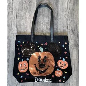 Disney Disneyland Resort Halloween Sequin Pumpkin Mickey Mouse Tote Bag